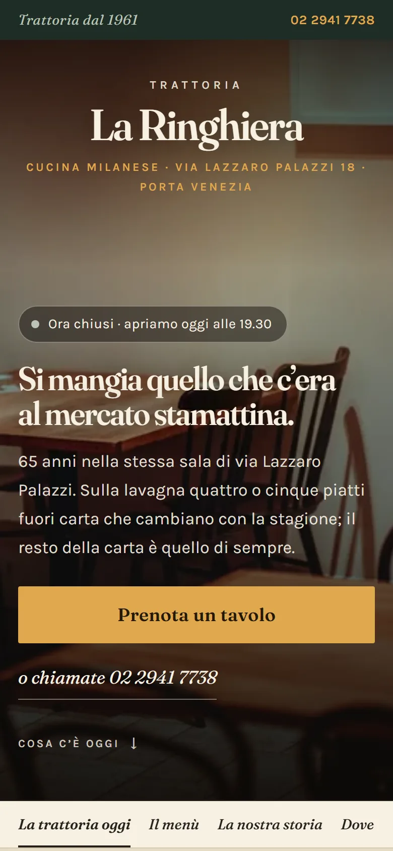 Trattoria La Ringhiera, versione telefono